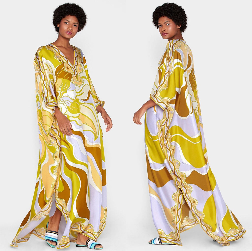 New Women's Wear Middle East Fashion Show Loose Large Size V-Collar Gold Elastic Knitted Travel Fashion Beautiful Dresses