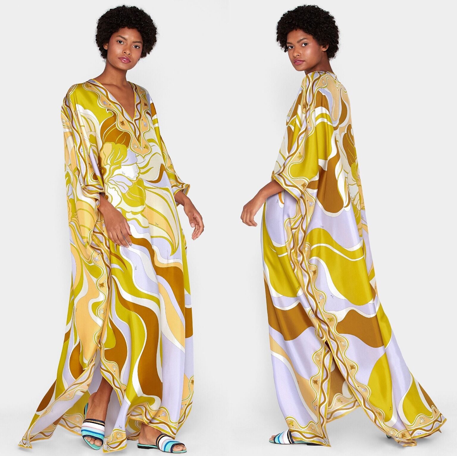 New Women's Wear Middle East Fashion Show Loose Large Size V-Collar Gold Elastic Knitted Travel Fashion Beautiful Dresses
