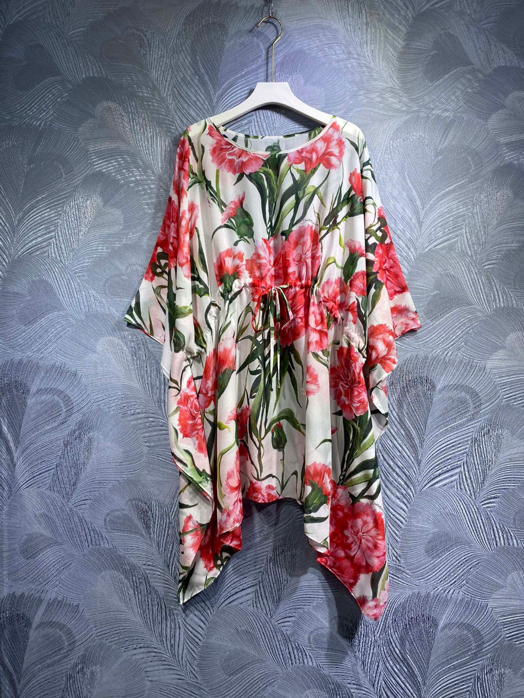 High Quality Luxury Designer Inspired Women's Floral Tunic Tops And Short Kaftan Silk Dress
