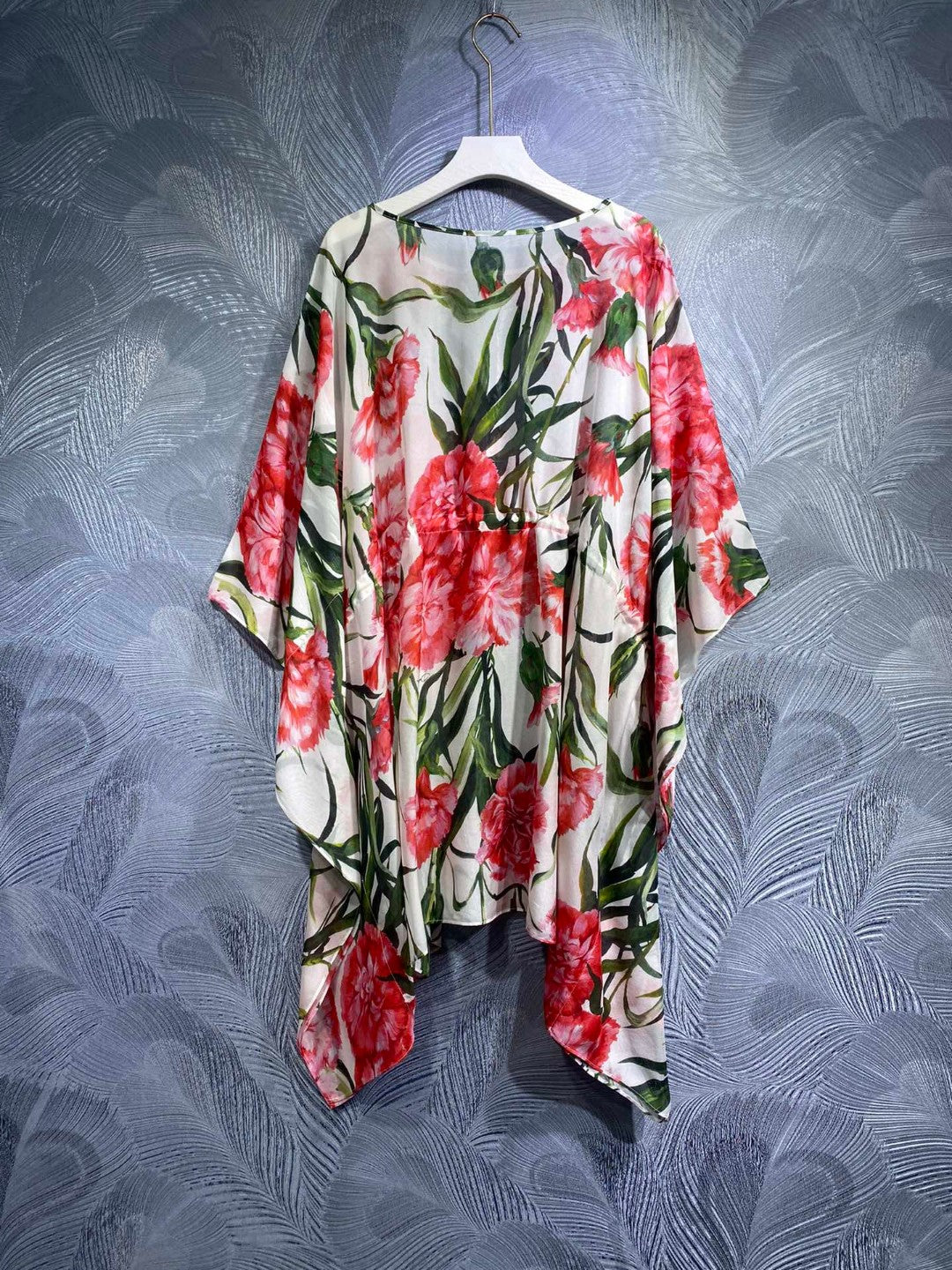 High Quality Luxury Designer Inspired Women's Floral Tunic Tops And Short Kaftan Silk Dress