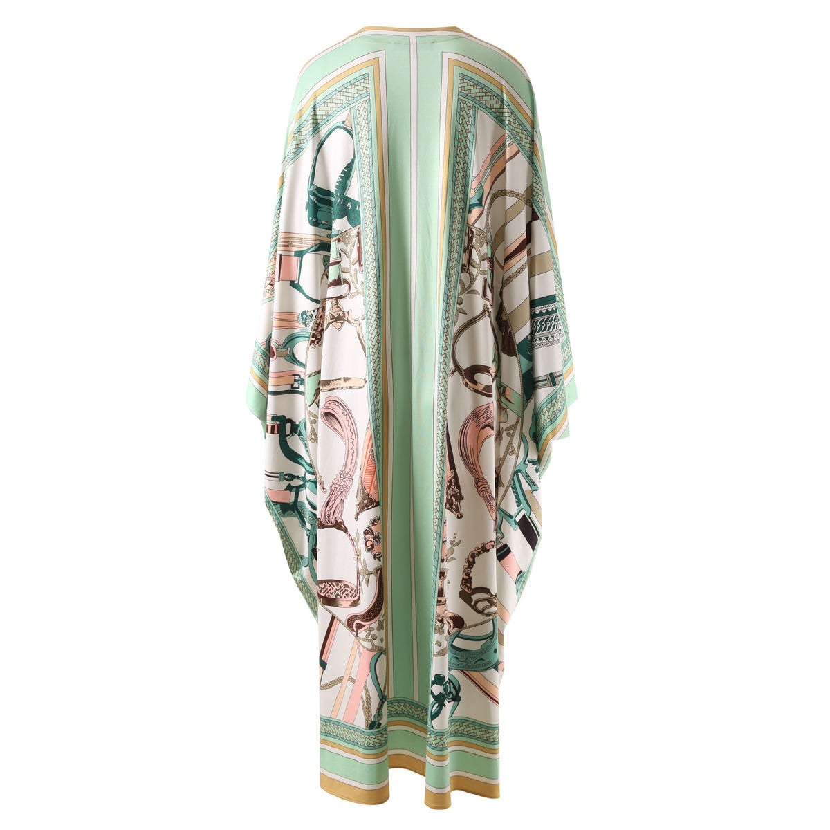 HIGH QUALITY Designer Inspired Summer Women Long Green  Beach Kaftan Dress  Casual Print Cardigan Long Outerwear in Oversize