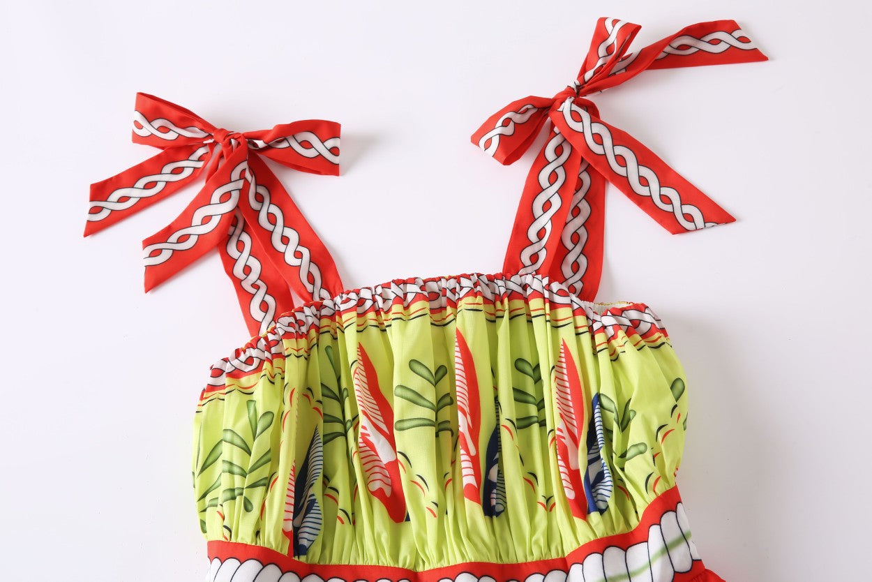 Fashion Runway Designer Inspired  Summer  Women's  "graphic" print pleated Mini dress