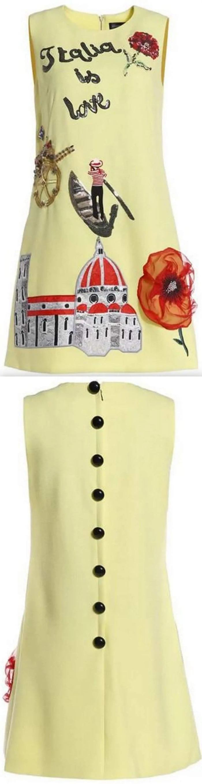 Designer Inspired Women Mini Dress Fashion Yellow Shift Dress