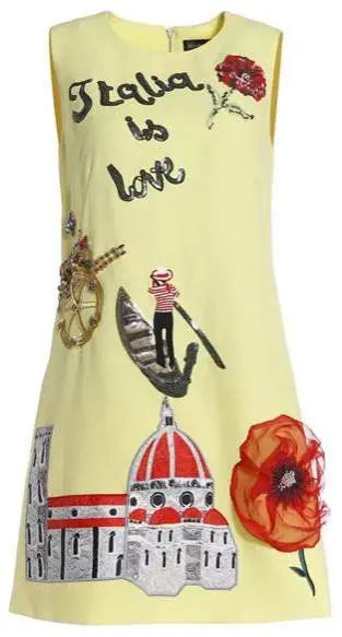 Designer Inspired Women Mini Dress Fashion Yellow Shift Dress