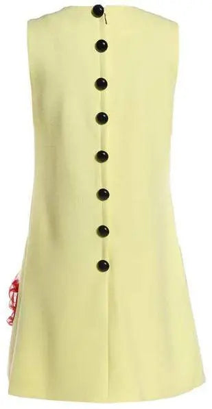 Designer Inspired Women Mini Dress Fashion Yellow Shift Dress