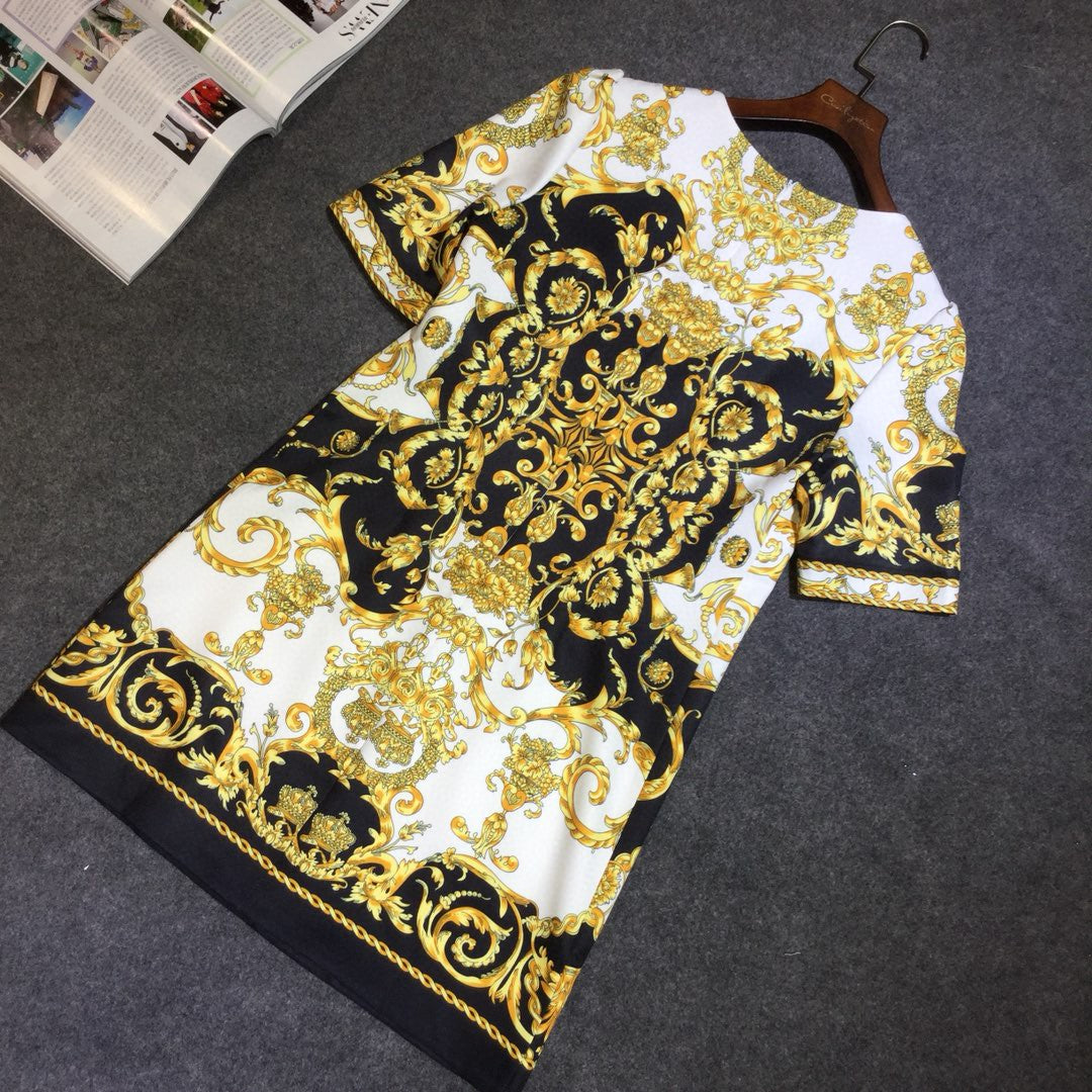 Luxury designer inspired “Baroque” print mini dress