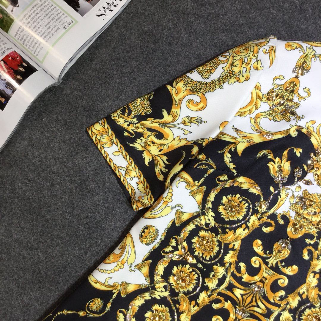 Luxury designer inspired “Baroque” print mini dress
