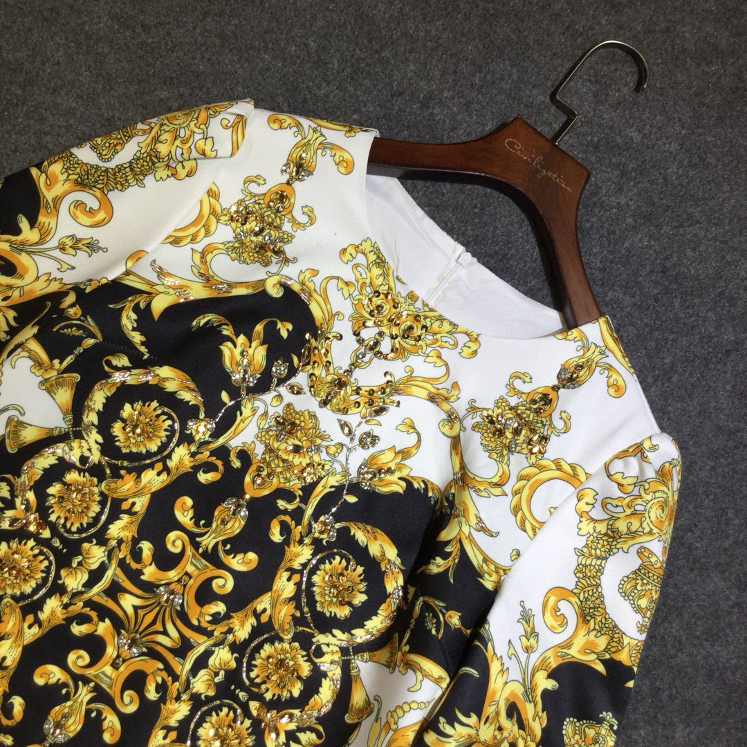 Luxury designer inspired “Baroque” print mini dress