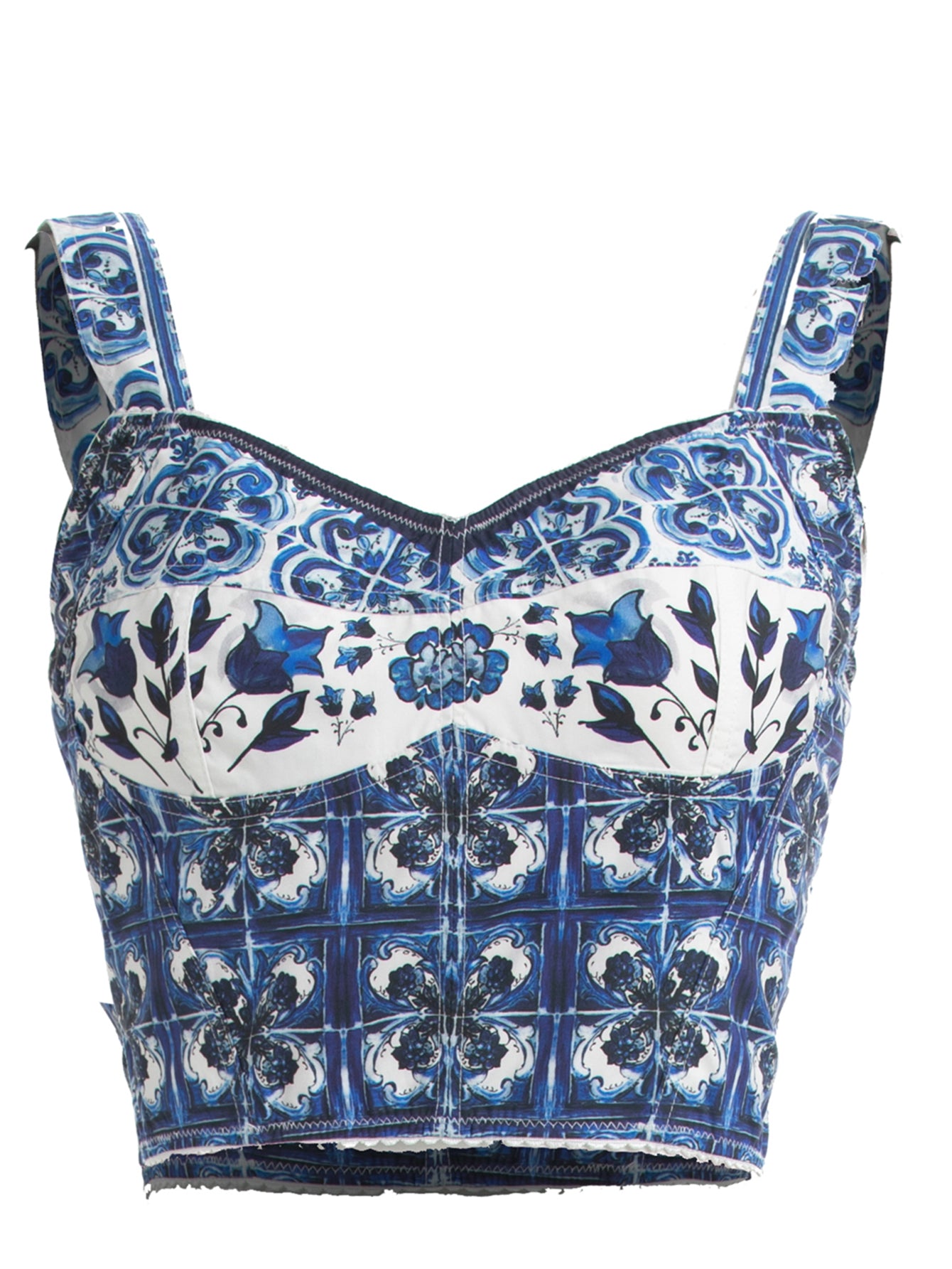 "Majolica-print" Women  Cotton Top and Skirt Suitset 