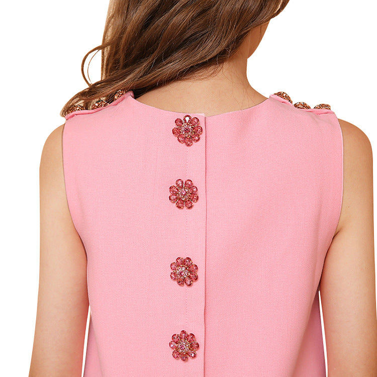 Women Mini Dress Fashion Shift Dress in Pink