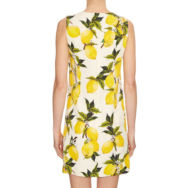 Women Summer Lemon-Print mini Dress from designer inspired runway fashion