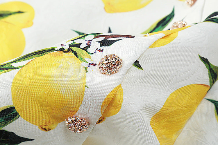 Women Summer Lemon-Print mini Dress from designer inspired runway fashion